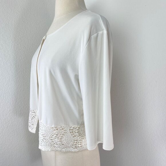 Vintage Michelle Lynn White Cardigan Large Open Front Whimsy Fairy Boho Peasant - Picture 7 of 10